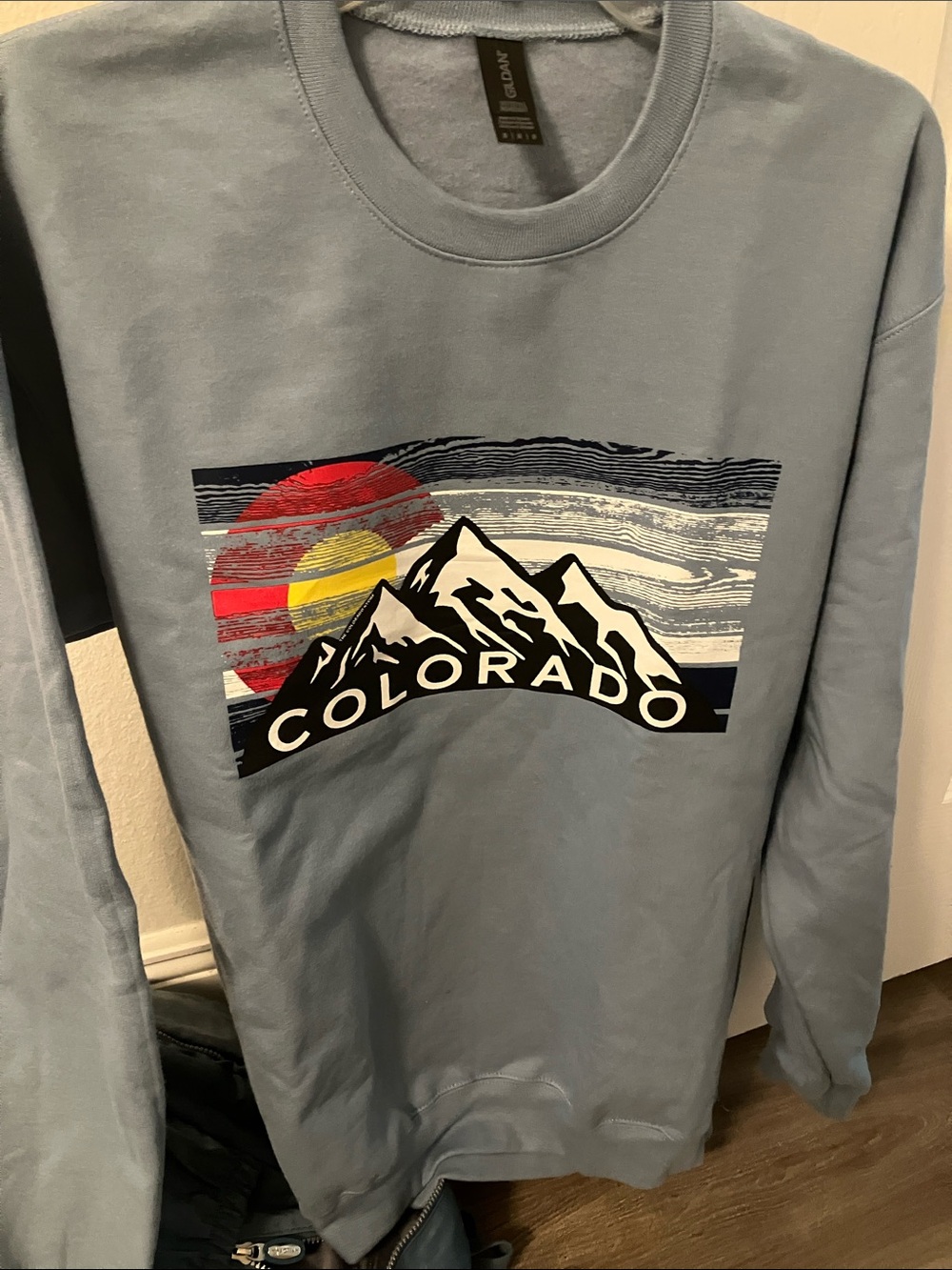 Colorado Graphic Crewneck Sweatshirt in Light Blue